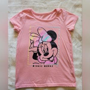 EUC DISNEY Minnie Mouse With Tie Dyed Bow T-shirt Girls Size 5/6